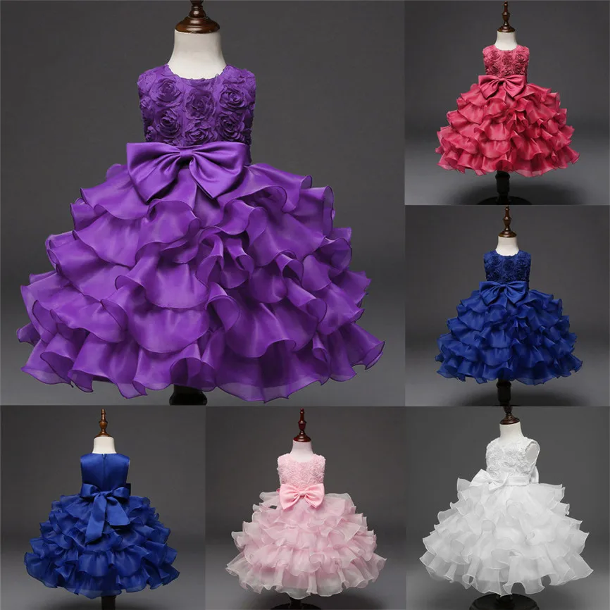 2018 New Cute Princess Formal Dress Kids Baby Girls Flower Birthday Wedding Bridesmaid Pageant Mini Dresses Dropshipping 823 | Детская