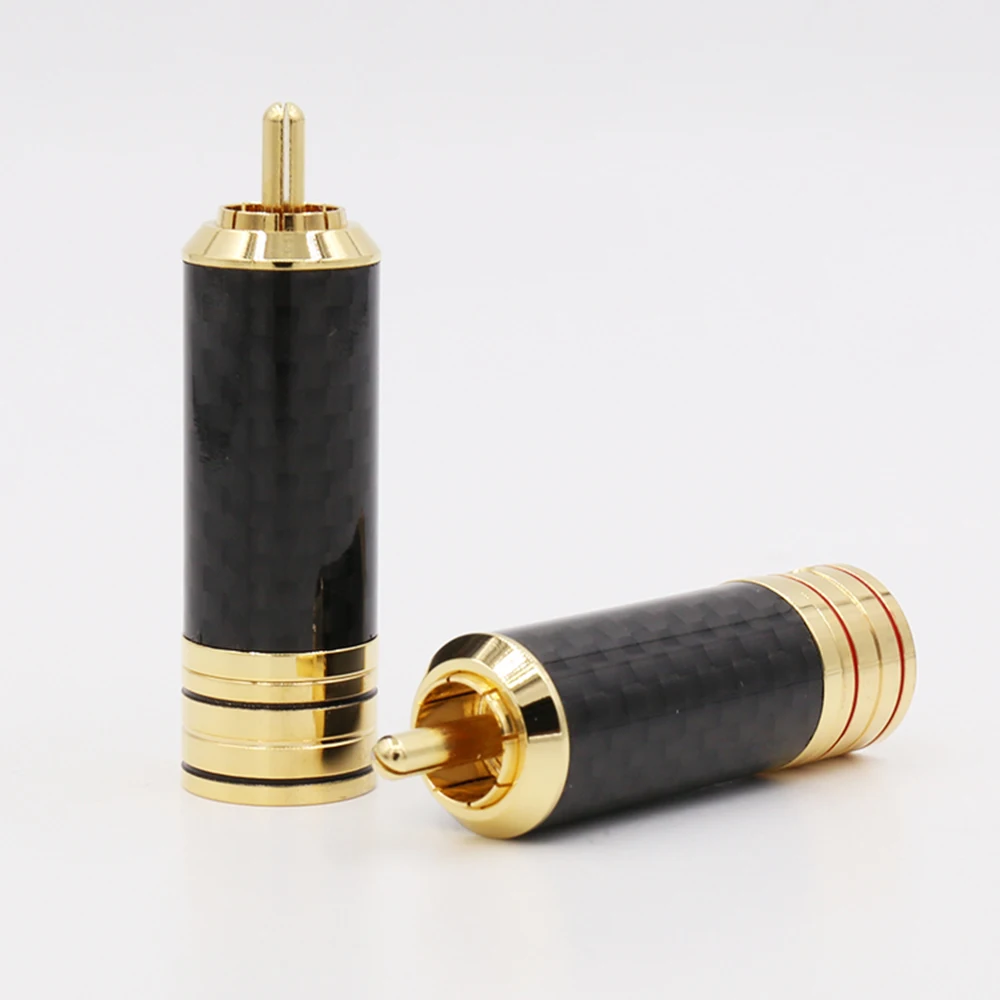 

High END USA Copper Gold Plated Carbon Fiber RCA Plug speaker Connector