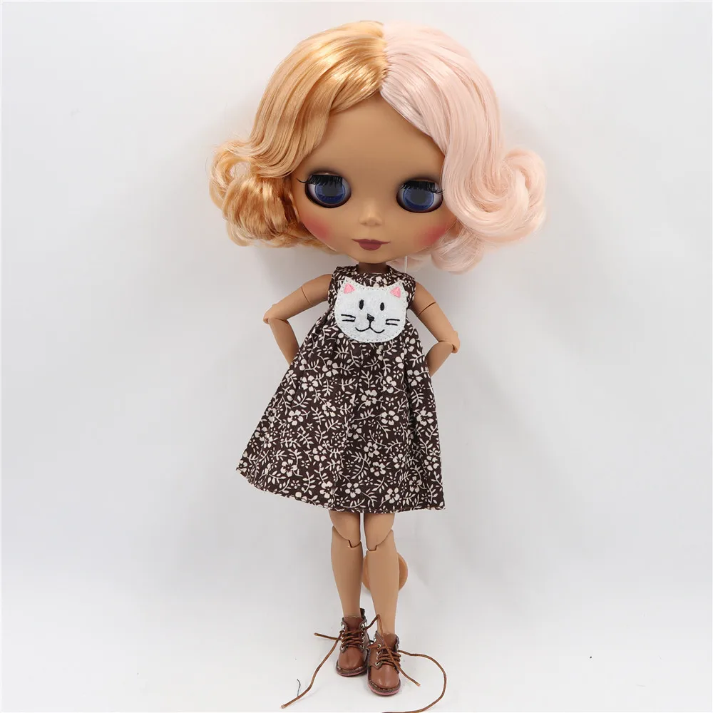 Ледяной DBS Blyth кукольные 1/6 Bjd из черной кожи Матовые шарнирное тело розовый