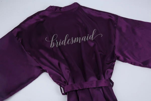 Женский Атласный халат Sisbigdey серо-фиолетовый для матери невесты свадебное кимоно