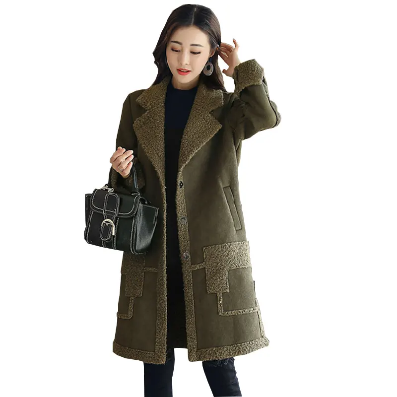 Зимняя женская замшевая розовая шерстяная куртка длинное пальто новая парка