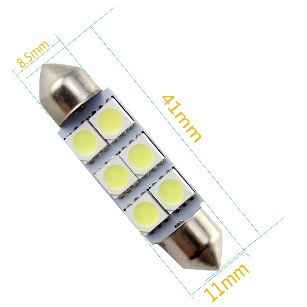 YM E Bright 4 шт. белый 24 В DC 5050 6 SMD c5w 31 мм 36 39 41 светодиодный светильник Festoon Dome лампы