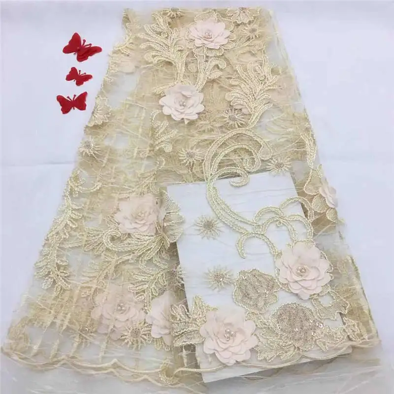2018 New Design Sky Blue France Tulle Lace With 3D Appliqued Fabric High Quality Latest African Noble Fab | Дом и сад