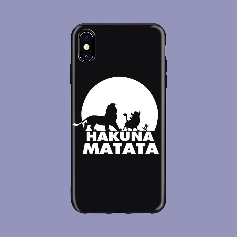 Hakuna Matata Король Лев Пумба Тимон мягкий силиконовый черный чехол для телефона для iPhone11 pro 5 5S se 6 6s 7 8 plus X Xs XR max