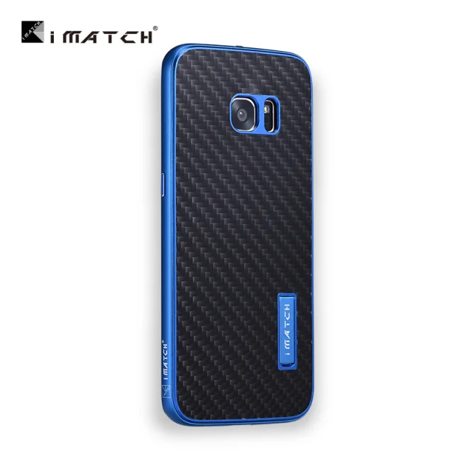 blue bumper black Мода металлический корпус для Samsung Galaxy S7/S7 край крышки Элитная углерода Волокно Телефонные Чехлы для Samsung Galaxy S7 край Fundas - Цвет: blue bumper black