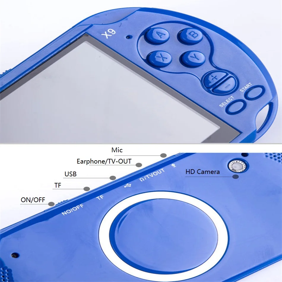

8GB Handheld Game Players 5 Inch Portable Game Console MP4 Player X9 Game Player with Camera TV Out TF Video Free Download