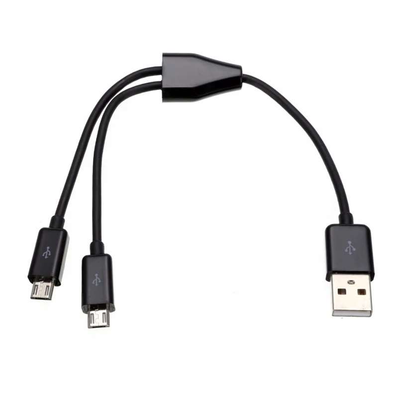 

High Quality Black/White USB 2.0 to Dual 2 Micro USB 2.0 Male Y Splitter Data Charger Cable Cord 0.2M/0.65FT / 1M/3FT
