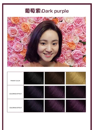 dark purple Профессиональный Перманентный крем-краска для волос, краска для волос, Нетоксичная, сделай сам, воск, грязевая краска, крем, инструменты для укладки с отбеливающим порошком, 80mlx2 - Цвет: dark purple