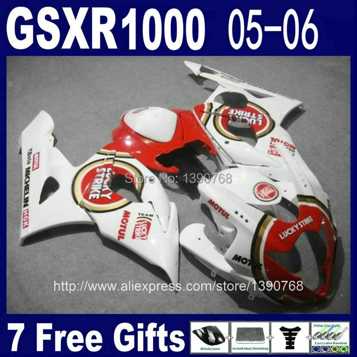 Индивидуальный комплект обтекателей для инъекций SUZUKI K5 GSXR1000 05 06 красный белый LUCKY