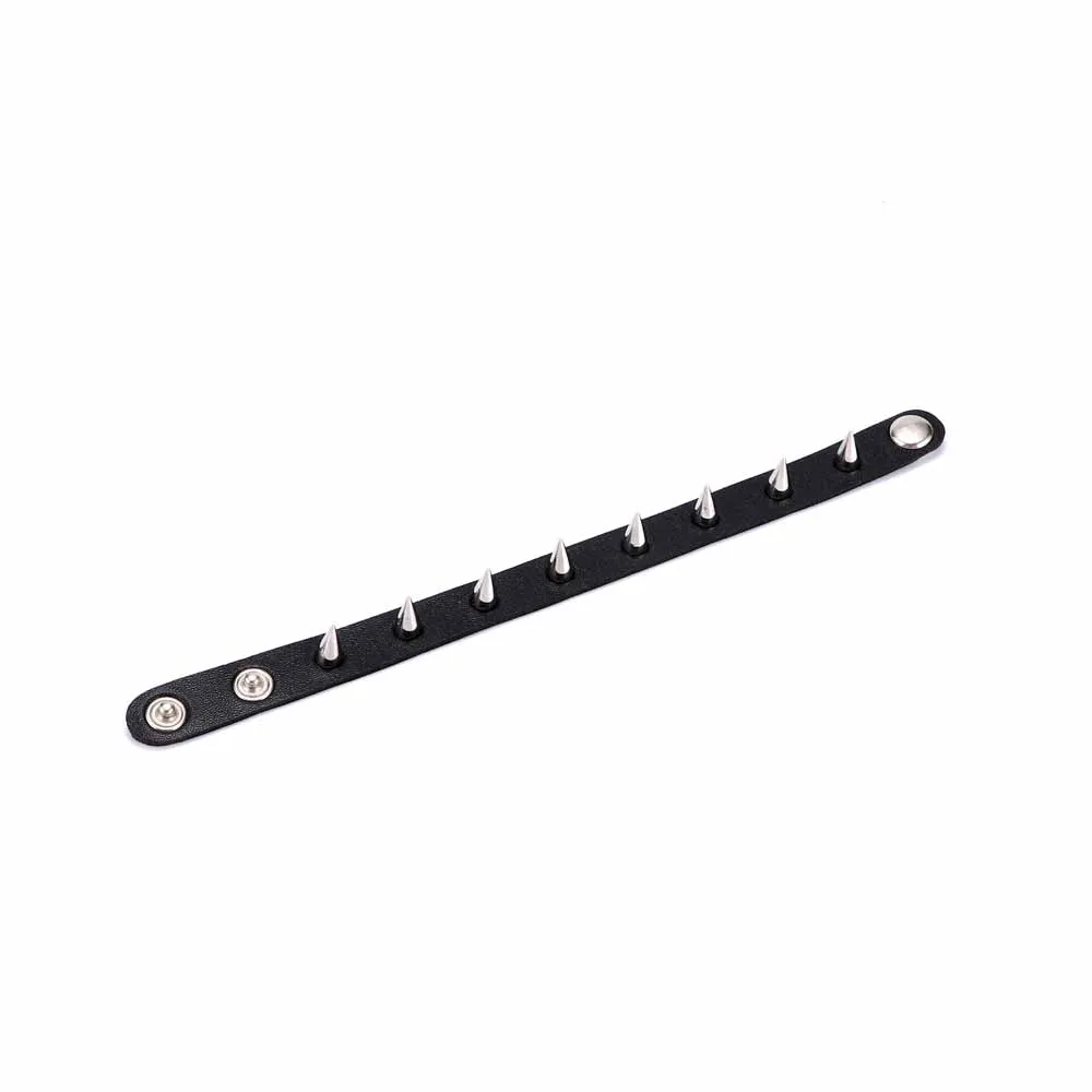 New Gothic Unisex Women Punk Black Bracelet Spike Rivet Cone Leather Cuff Wristband Adjustable | Украшения и аксессуары