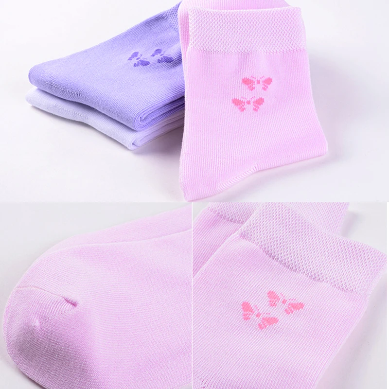 LifeWheel Women Socks Bamboo Casual Long Socks Fashion Cute Girl Athletic Gift Spring Summer Butterfly Sock 6 Pairs