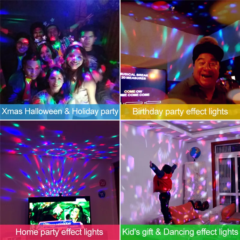 

ZjRight IR Remote LED Crystal Rotating Ball Stage Light Kids dancing birthday effect light dj Holiday Xmas Halloween party light
