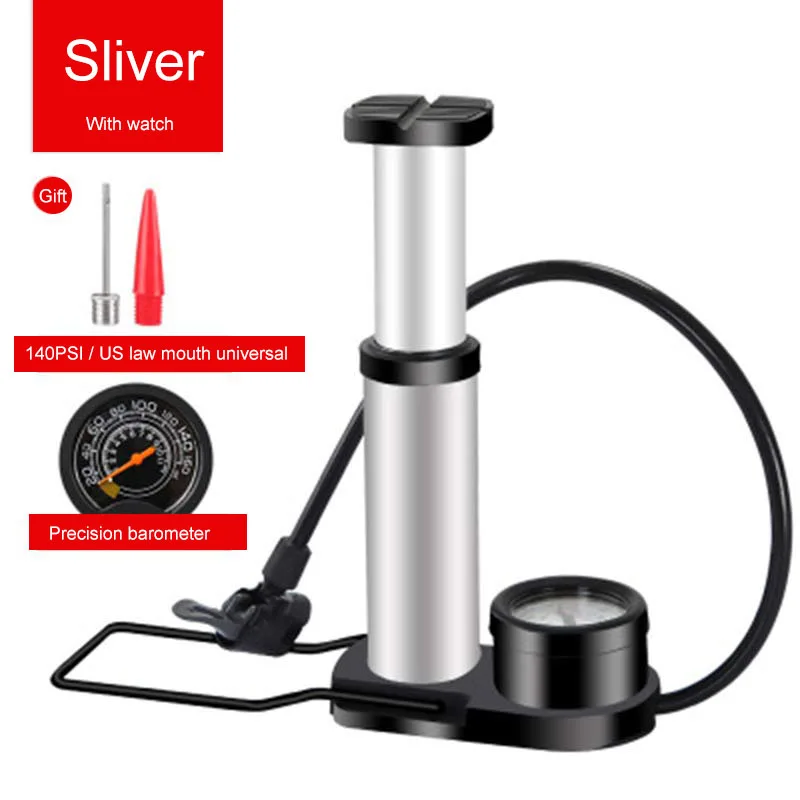 Sliver Barometer Акула Тигр велосипедный насос алюминиевый сплав Педальный насос MTB высокого давления портативный баскетбольный насос велосипедный мотоциклетный насос - Цвет: Sliver Barometer