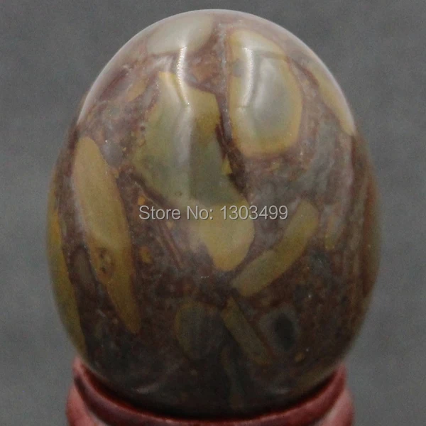 34x44MM Natural Gemstone Bamboo Jasper Sphere Egg Chakra Healing Reiki Stone Carved Decorative Crafts W/Stand Minerals | Дом и сад