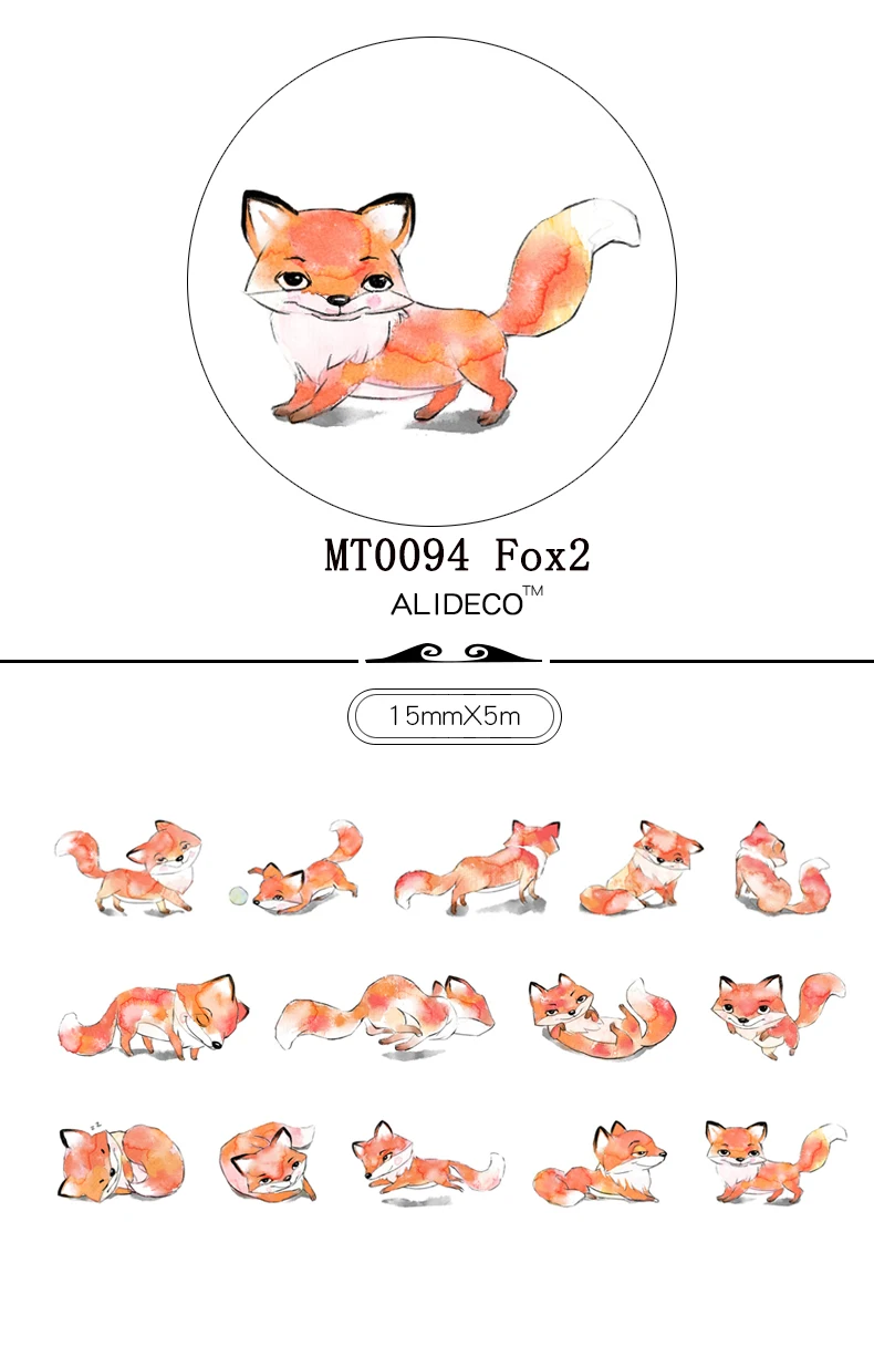 MT0094 Fox2 1 шт. alidco васи декоративные ленты Alice Fox ShouShi маска клейкие ленты DIY Бумага Скрапбукинг наклейки - Цвет: MT0094 Fox2