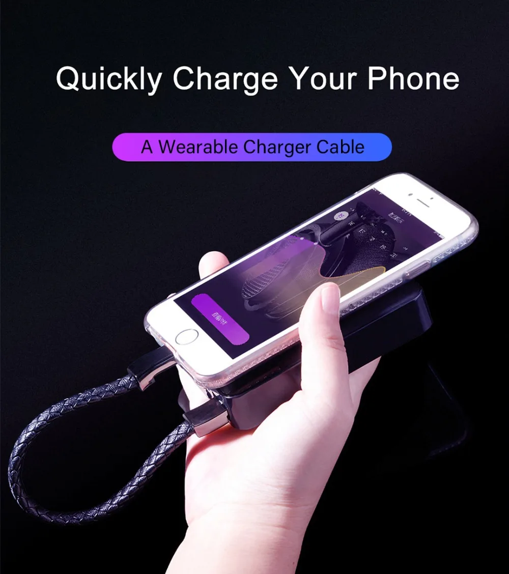 Кожаный браслет USB быстрое зарядное устройство для iphone 7 8 кабель для передачи данных для мобильного телефона портативный провод быстрой зарядки для samsung S8 Xiaomi