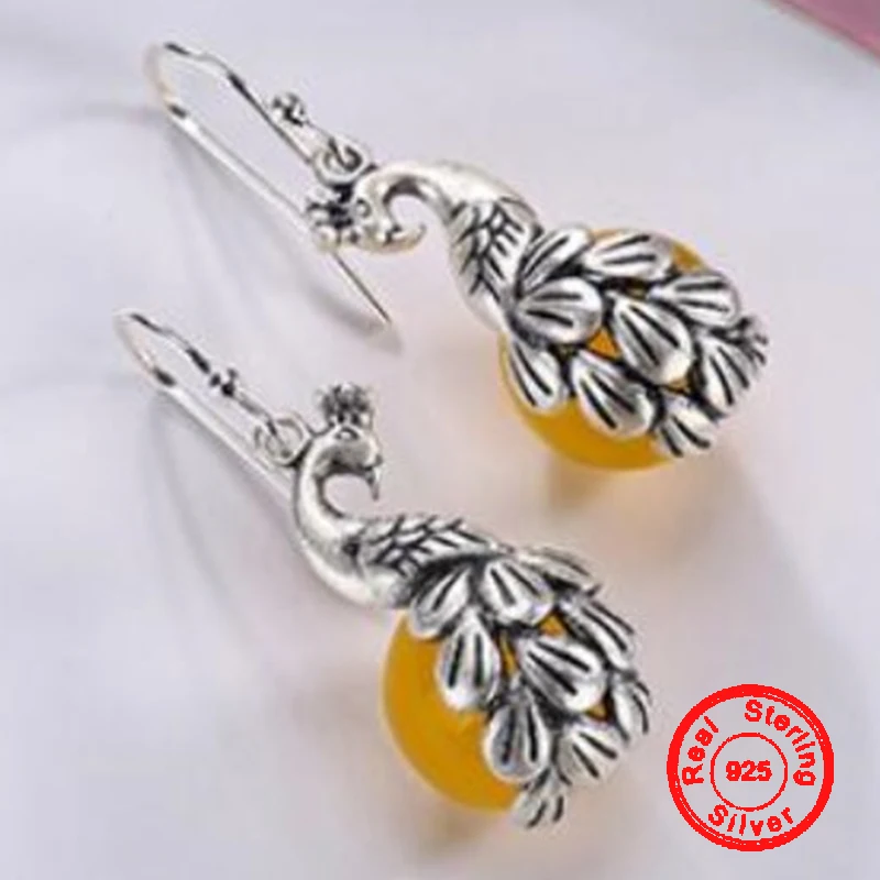 Серьги из серебра 925 пробы с искусственным драгоценным камнем|Серьги-подвески| |