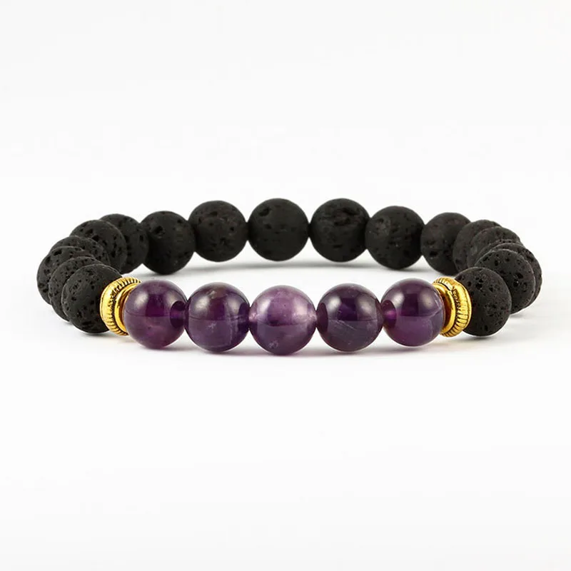 Браслеты с бусинами из натурального камня Lucky Charm Volcanic Rock 8 мм красочные браслеты