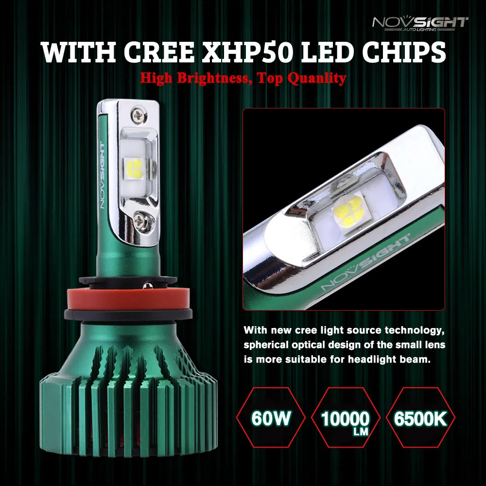 NOVSIGHT 10000LM h8 h11 противотуманные фары h4 h7 светодиодные лампы фар HB3 9005 HB4 H13 LED 60 Вт 12 в