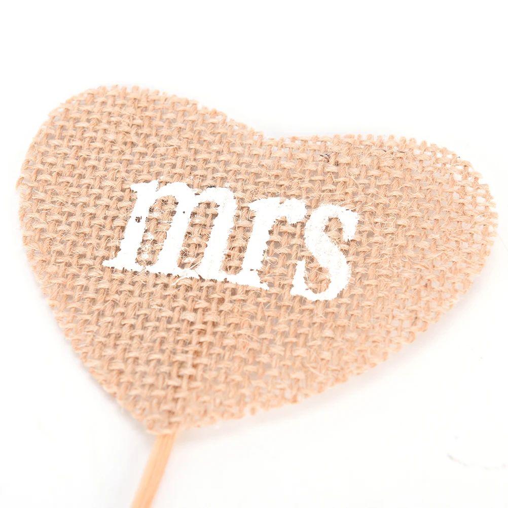DIY вечерние украшения 2 шт. Mr Mrs в декорированном мешковиной горшке овсянка Винтаж