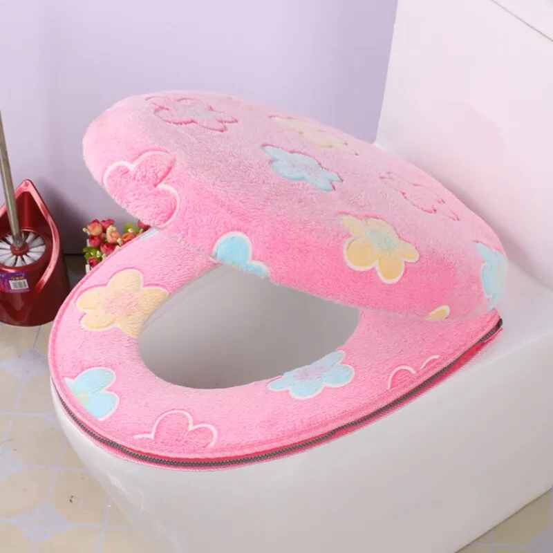 Аксессуары для ванной комнаты осень/зима цветочный чехол унитаза теплый на