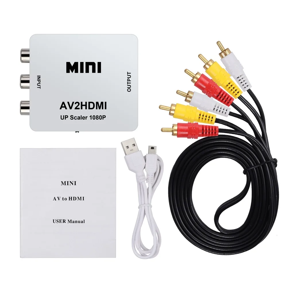 ESYNiC 1080p AV в HDMI конвертер + USB кабель видео аудио адаптер для ПК ноутбука PS2 tv STB VHS VCR