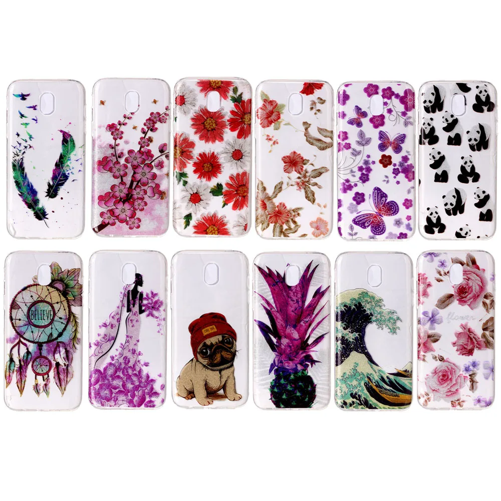 JFWEN For Samsung Galaxy J3 2017 Case Cover Luxury Transparent TPU Soft Silicone Painted Pattern J330 |