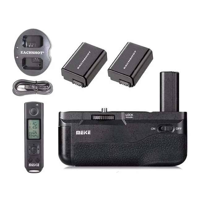

Meike MK-A6500 Pro Battery Grip + 2PCS FW50 Battery + dual Charger Built-in 2.4Ghz with Rremote For Sony A6500