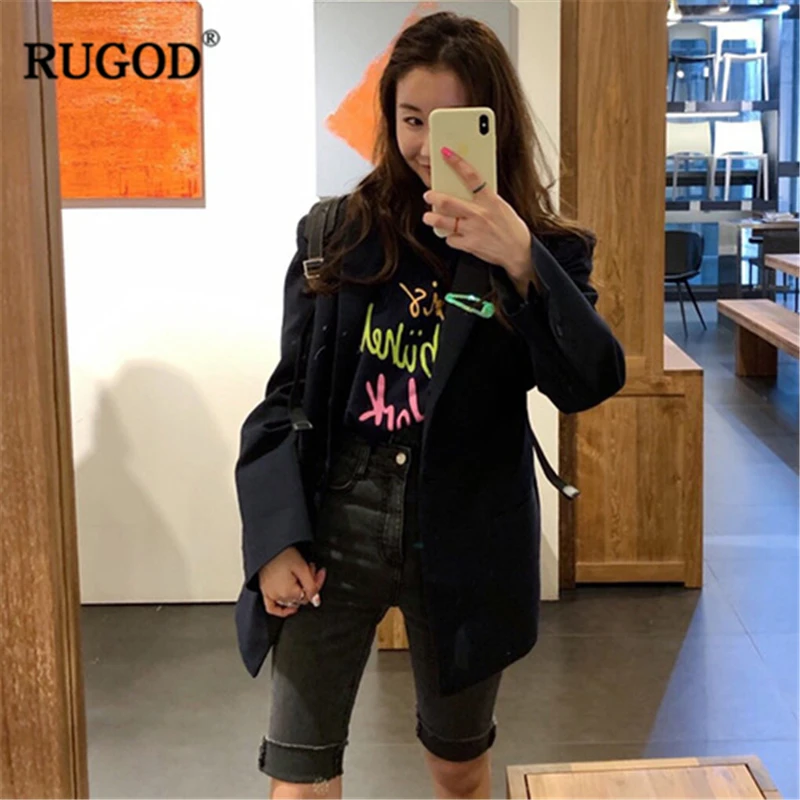 Женская футболка с круглым вырезом RUGOD свободная короткими рукавами