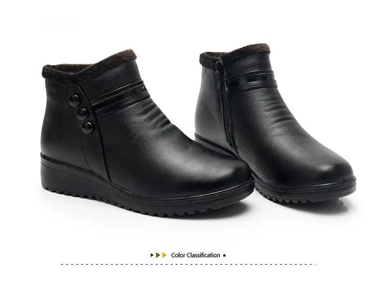 GKTINOO Fashion Winter Boots Women Leather Ankle Warm Boots Mom Autumn Plush Wedge Shoes Woman Shoes Big Size 35-41