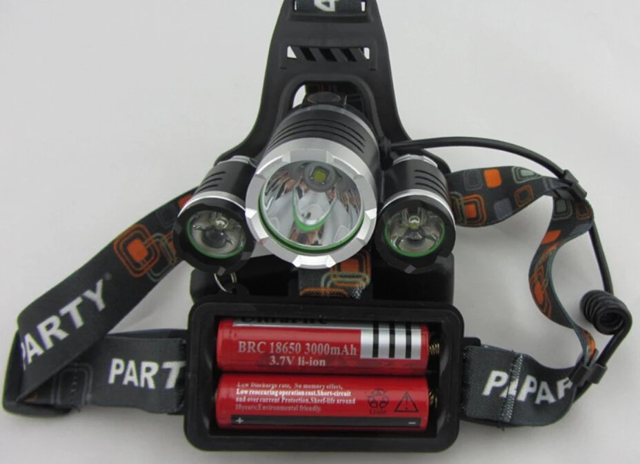 Фар XML T6 из светодиодов 3x CREE XM-L 5000Lm аккумуляторная фара фонарь налобный + ас / ес