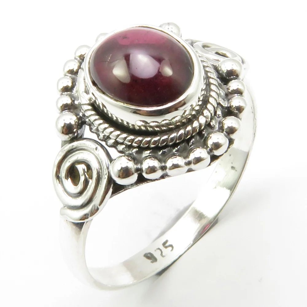 Серебряное красное Гранатовое кольцо с камнем на день рождения Sz 8 женские новые ювелирные изделия уникальный дизайн