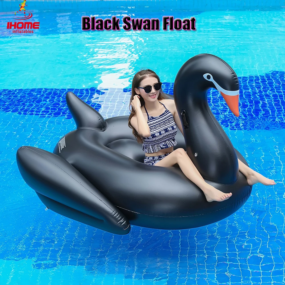 

1.9m pvc black swan inflatable water float rider Summer Lake Swimming Water Lounge Pool float Kid Giant Rideable Swim Swan