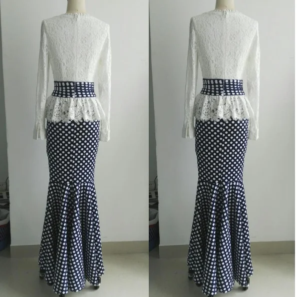 Женское винтажное платье в горошек с цветочным принтом и длинным рукавом