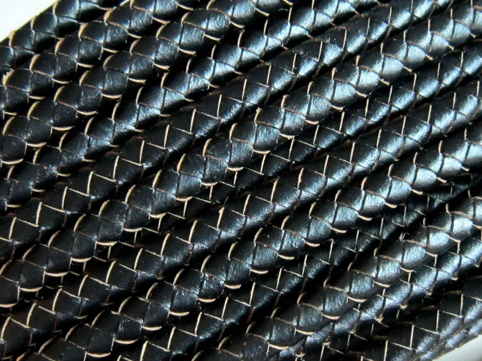 

6mm Braided leather cord Round 6mm Black leather cord