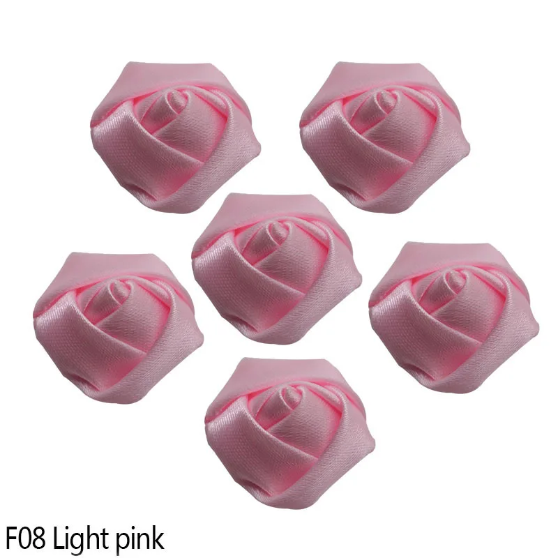 light pink 10 шт., 2 см, Мини атласная розовая лента, розочки, тканевый цветок, сделай сам, ручная работа, розы, цветы для дома, свадебные украшения, скрапбукинг, ремесло - Цвет: light pink