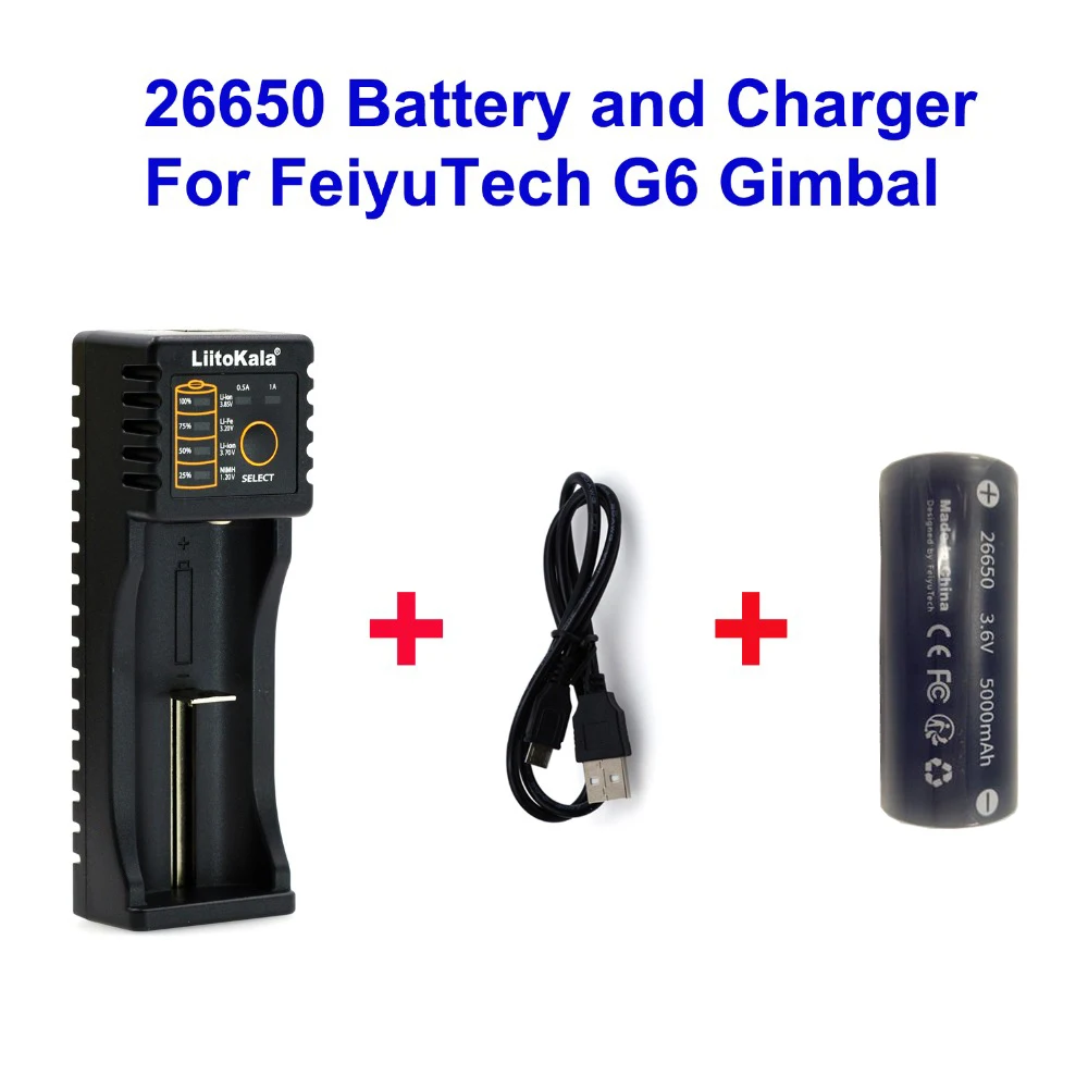 26650 зарядное устройство+ комплект аккумуляторов для Feiyu FY FeiyuTech G6/G6 PLUS(G6PLUS) ручной карданный Запчасти Аксессуары