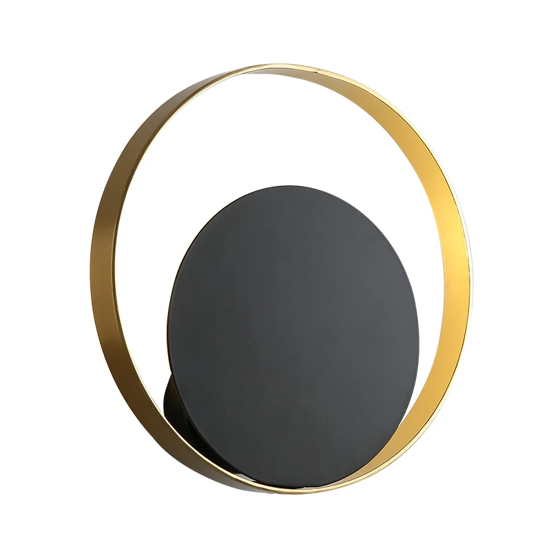 

Gold Plus Black LED Wall Lamp Modern Dia.26cm Creative Bedroom Bedside Iron Body Porch Aisle Home Deco Round Wall Lights Sconce
