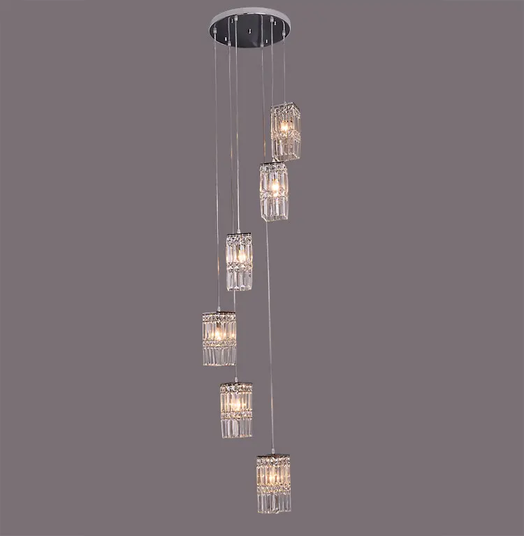 Простая Изысканная металлическая Хрустальная двойная лестница подвесные лампы