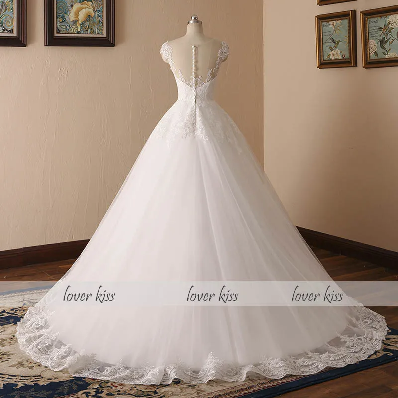 Lover Kiss Vestido De Noiva Бальные платья без рукавов с v-образным вырезом для невесты, свадебные платья с кружевной аппликацией, реальное изображение, платье для свадьбы