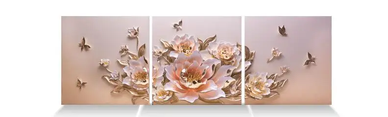 Минималистичный роскошный рельефный 3D Настенный цветок пиона, украшение из смолы, украшения для дома, гостиной, настенные фрески, аксессуары