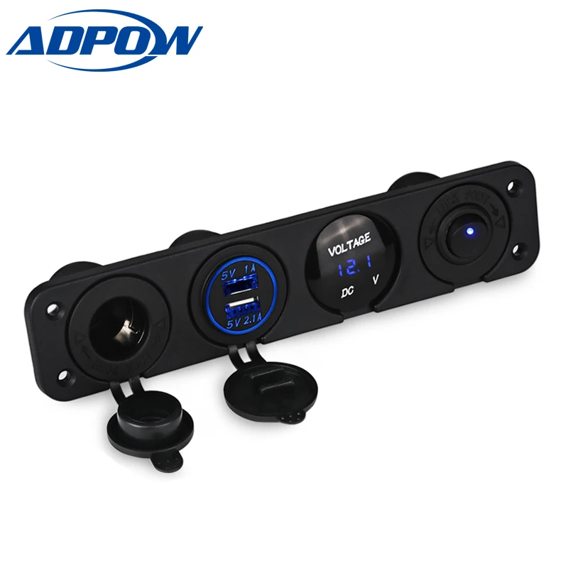 ADPOW 4 переключатель отверстия панель гнездо автомобиля двойной Переходник USB для