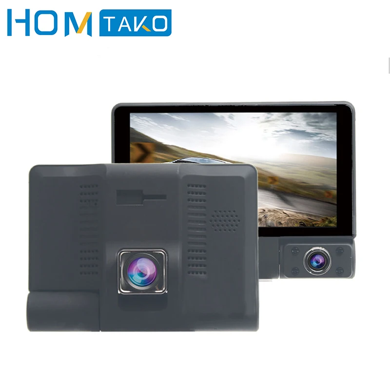 Автомобильный видеорегистратор 4 0 Full HD 1080P 3 камеры заднего вида DashCam
