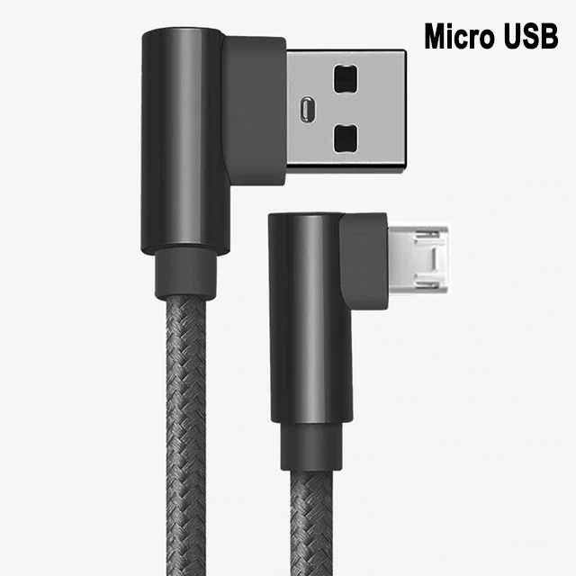 Micro USB Black QC 3,0 двойной локоть мобильный телефон USB кабель для передачи данных Micro usb type C кабель для samsung Galaxy S9 S8 Plus зарядный кабель - Цвет: Micro USB Black