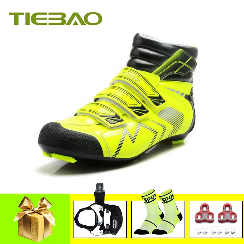 Tiebao/зимняя обувь для велоспорта; zapatillas ciclismo carretera; Нейлоновая подошва; теплые велосипедные кроссовки; самоблокирующиеся зимние ботинки для велоспорта