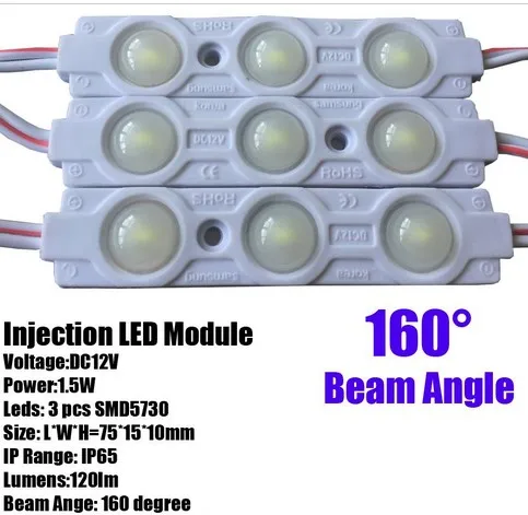 

Светодиодный модуль 2018 новый стиль с объективом Инжекционный светильник вой модуль для знака DC12V SMD 5730 75 мм * 15 мм 2-летняя гарантия алюминиевая печатная плата