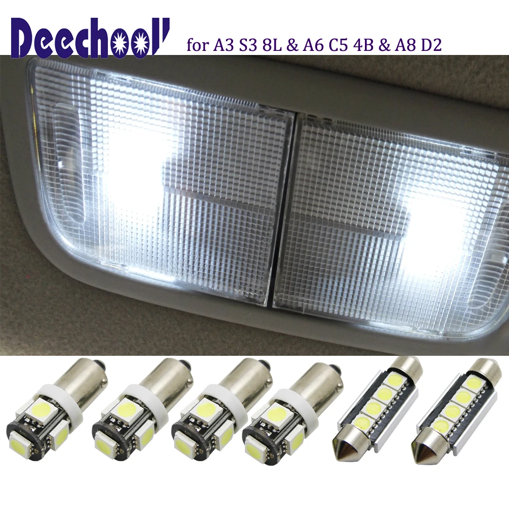 Автомобильный светодиодный светильник deechooll 6 шт. для Audi A3 S3 8L & A6 C5 4B A8 D2 Canbus
