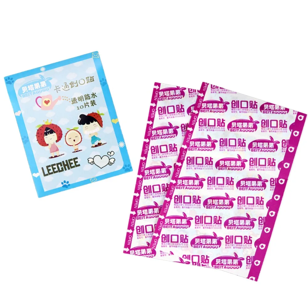 100 шт. водонепроницаемые дышащие прозрачные PE милые Мультяшные повязки со