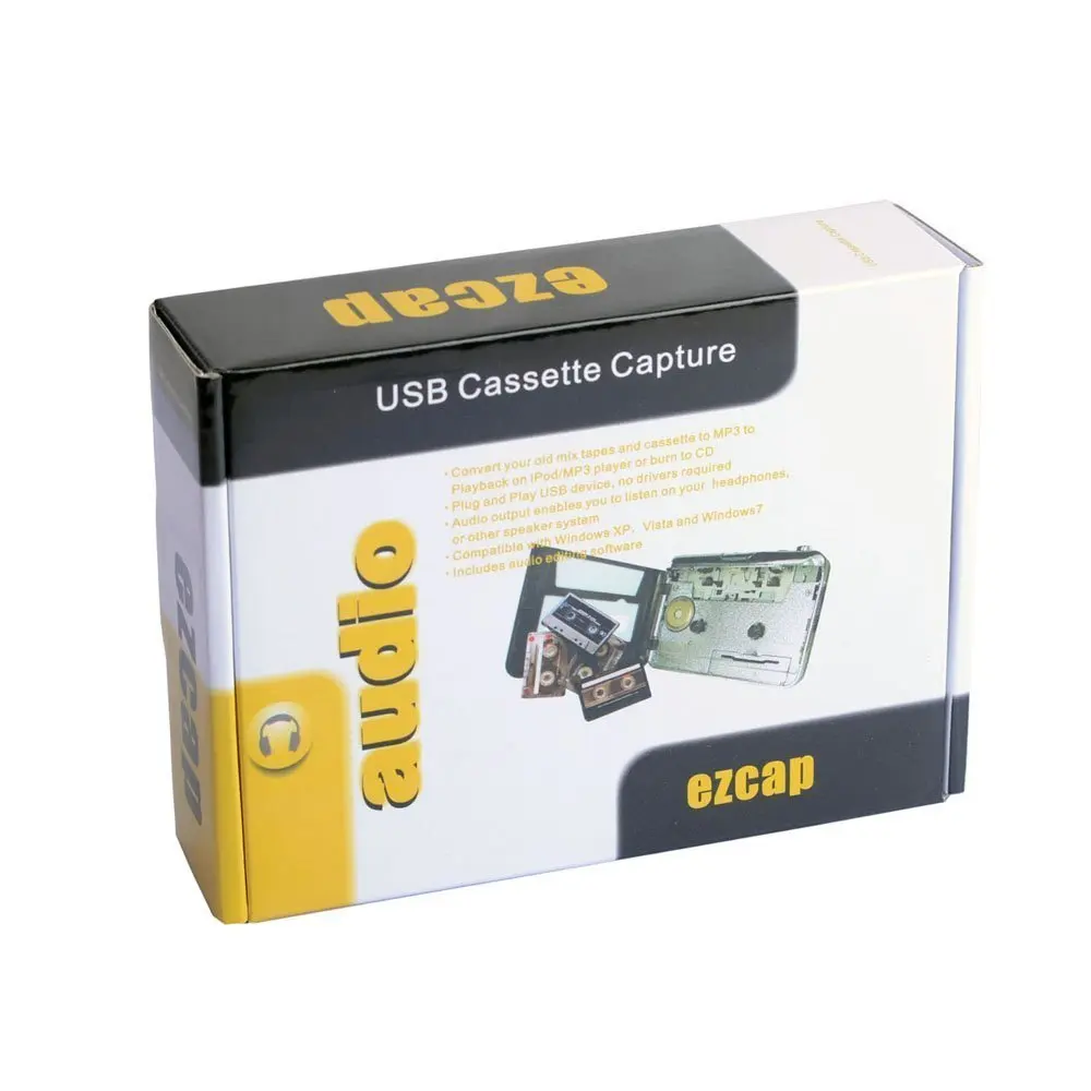 Удобная портативная лента для ПК Супер USB Cassette-to-MP3-плеер конвертер с usb-кабелем, наушниками и программным обеспечением