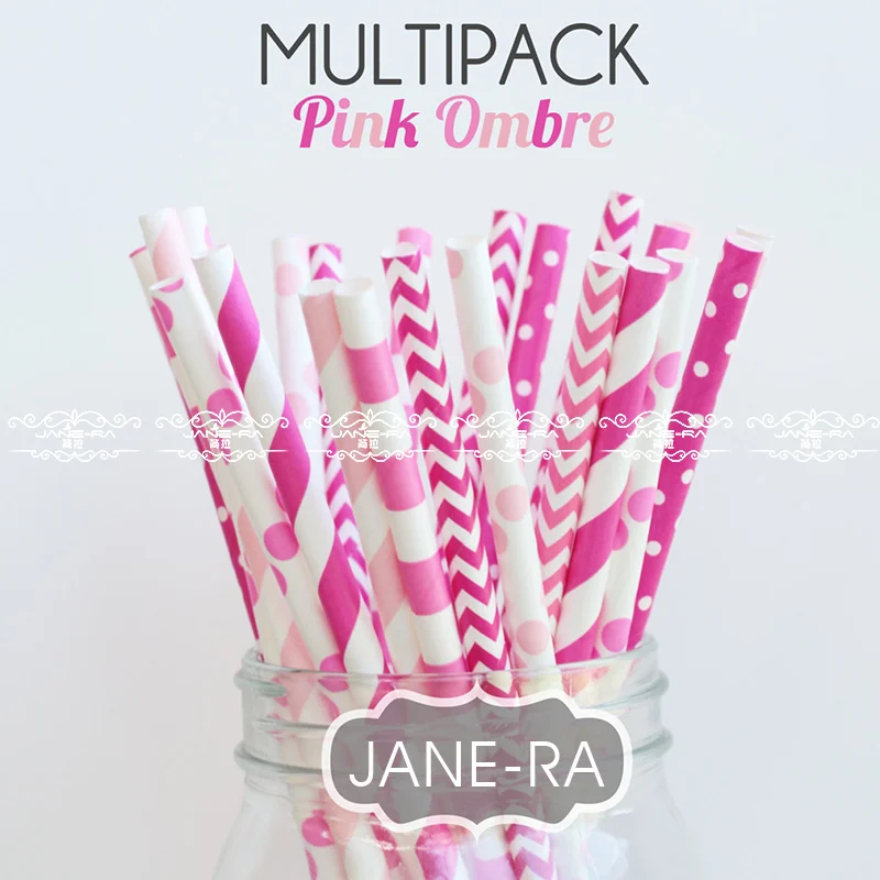 125 шт. / серия розовая коллекция бумаги соломинки смешанные питьевой для свадьбы